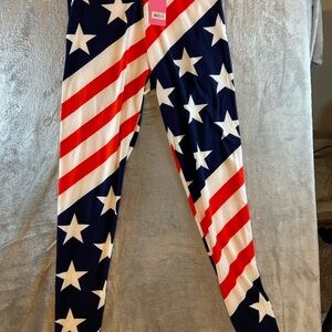 Juniors Patriotic Star and Stripe Leggings - NWT - OS